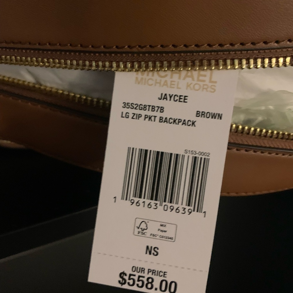 Michael Kors Jaycee Large Brown Dome Backpack with Monogram Patterned NWT - Picture 10 of 10